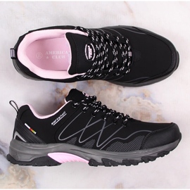 Wodoodporne buty trekkingowe damskie czarne American Club różowe 7
