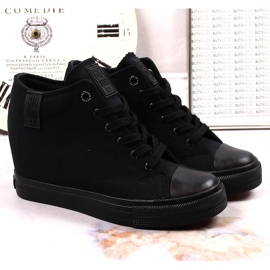 Trampki damskie na koturnie czarne Big Star LL274034 5