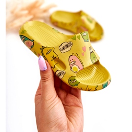 WJ1 Lekkie Dziecięce Klapki Dinozaury Żółte Astro 1