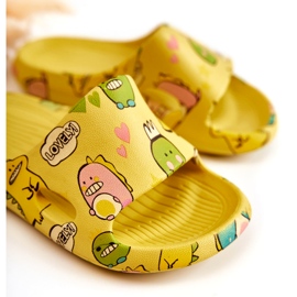 WJ1 Lekkie Dziecięce Klapki Dinozaury Żółte Astro 3