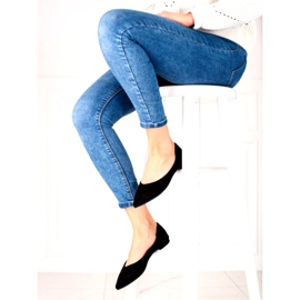 Czarne baleriny damskie z zamszu ekologicznego czarne 1