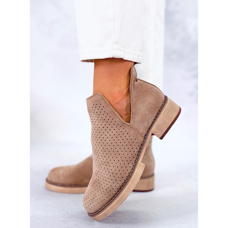 BM Botki ażurowe wiosenne Neve Khaki beżowy 2