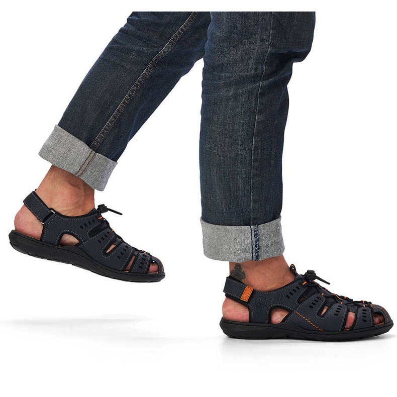 Sandały męskie zabudowane granatowe Rieker 22021-14 niebieskie 1