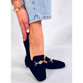 BM Mokasyny damskie z klamerką Rhona Black czarne 1