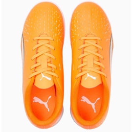 Buty piłkarskie Puma Ultra Play It Jr 107237 01 pomarańczowe pomarańcze i czerwienie 1