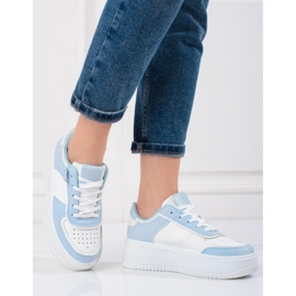 Sneakersy damskie Shelovet biało-błękitne białe niebieskie 1