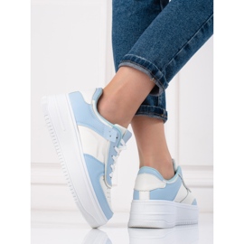 Sneakersy damskie Shelovet biało-błękitne białe niebieskie 3