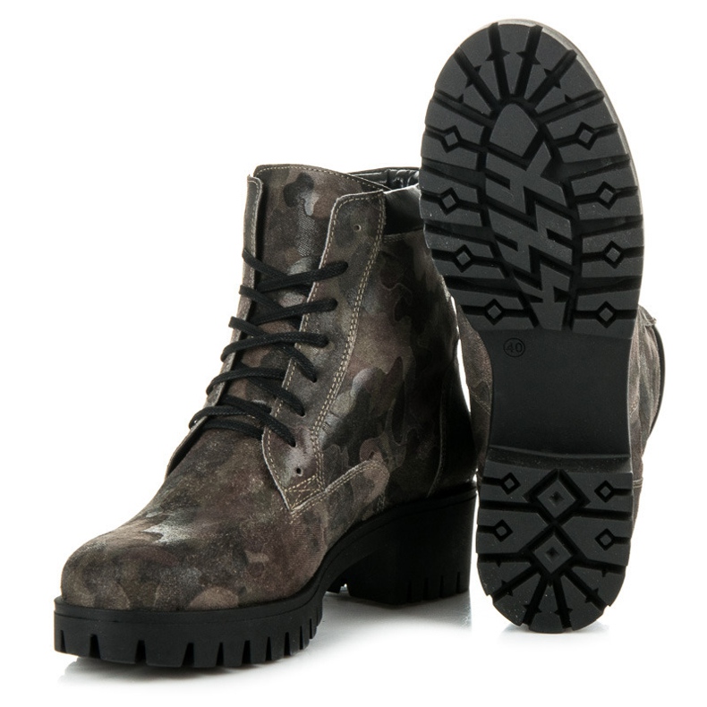 Vinceza Sznurowane Botki Z Protektorem zielone 1