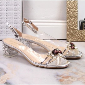 Sandały damskie transparentne z cyrkoniami srebrne D&A MR-X1012 srebrny 5