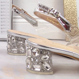 Sandały damskie transparentne z cyrkoniami srebrne D&A MR-X1012 srebrny 6