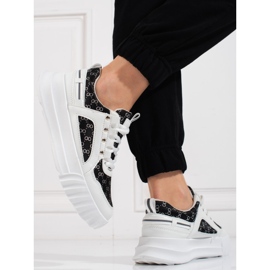 Białe buty sportowe damskie Shelovet z czarnymi wstawkami czarne 2