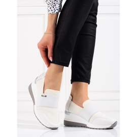 W. Potocki Sneakersy damskie Potocki na koturnie białe 1