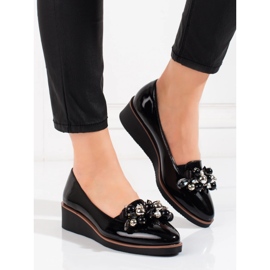 W. Potocki Czółenka damskie Potocki na koturnie czarne 1