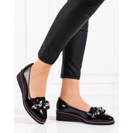 W. Potocki Czółenka damskie Potocki na koturnie czarne 2