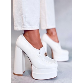 PA1 Mokasyny na obcasie Ambra White białe 2