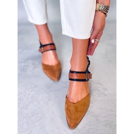 BM Czółenka na obcasie z odkrytą pięta Chiatti Camel brązowe 1