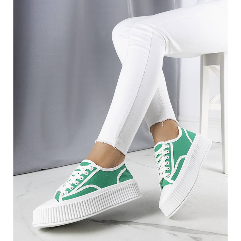 BM Zielone trampki na platformie Delores 1