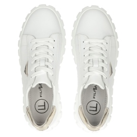 Skórzane sneakersy wiązane Filippo DP4138 białe złoty 8