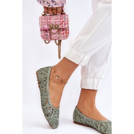 PS1 Ażurowe Modne Baleriny Zielone Thiago 2