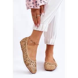 Ażurowe Modne Baleriny Beżowe Thiago beżowy 1