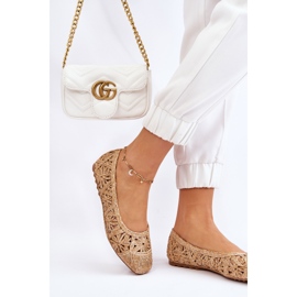 Ażurowe Modne Baleriny Beżowe Thiago beżowy 2