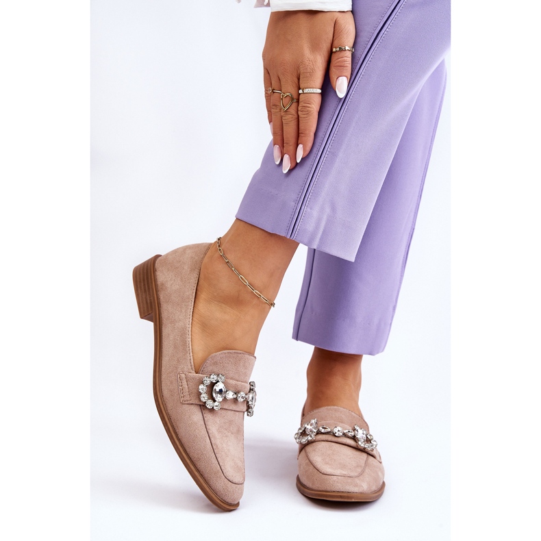 PS1 Eleganckie Zamszowe Mokasyny Ciemnobeżowe Aliya beżowy 1