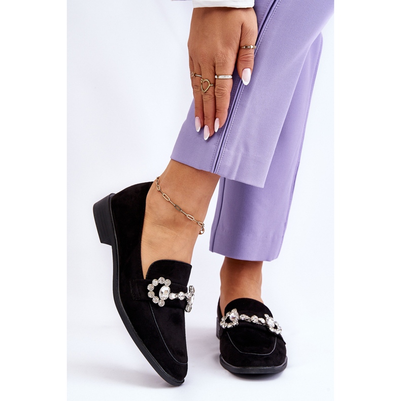PS1 Eleganckie Zamszowe Mokasyny Czarne Aliya 1