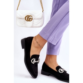 PS1 Eleganckie Zamszowe Mokasyny Czarne Aliya 2