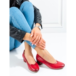 W. Potocki Czółenka damskie na niskim obcasie Potocki czerwone 2