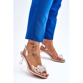 S.Barski Eleganckie Transparentne Sandały Z Ozdobą Srebrne Lilah srebrny 2