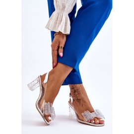 S.Barski Modne Transparentne Sandały Z Kokardą Srebrne Ariella srebrny 2