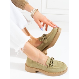 W. Potocki Loafersy damskie Potocki zamszowe oliwkowe zielone 2
