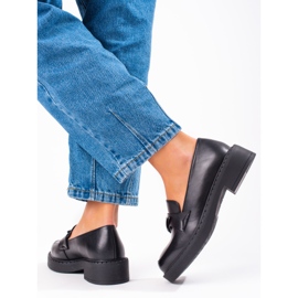 W. Potocki Czarne mokasyny damskie na platformie 2