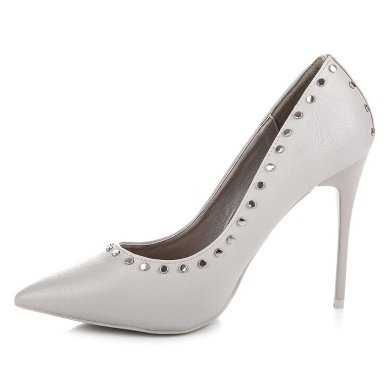 Vices New Collection Szpilki z dżetami szare 1