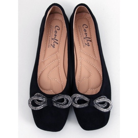 BM Baleriny zamszowe z kokardką Serna Nero czarne 1