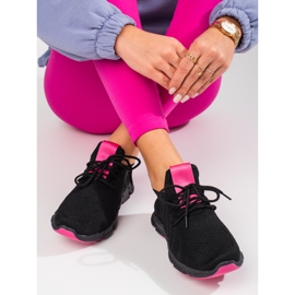 Buty sportowe Shelovet czarne z różową wstawką 3