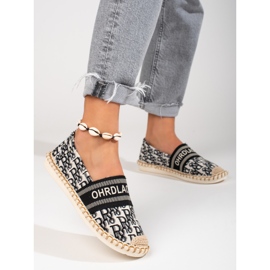 Espadryle damskie Shelovet czarne ze wzorem 1