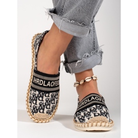 Espadryle damskie Shelovet czarne ze wzorem 2
