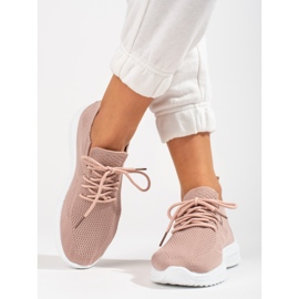 Tekstylne buty sportowe Shelovet pudrowe różowe 3