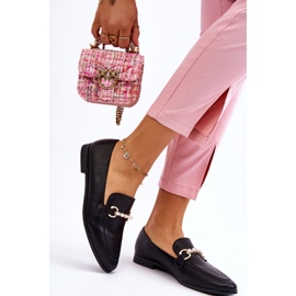 PG1 Damskie Skórzane Mokasyny Z Ozdobnymi Perełkami Czarne Ishan 2