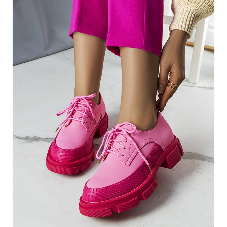 BM Różowe półbuty na masywnej podeszwie Kay 1