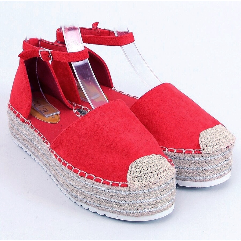 Espadryle sandałki czerwony 2138 Red czerwone 1