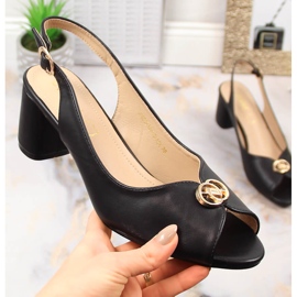 Sandały damskie na słupku czarne eVento 5480 1