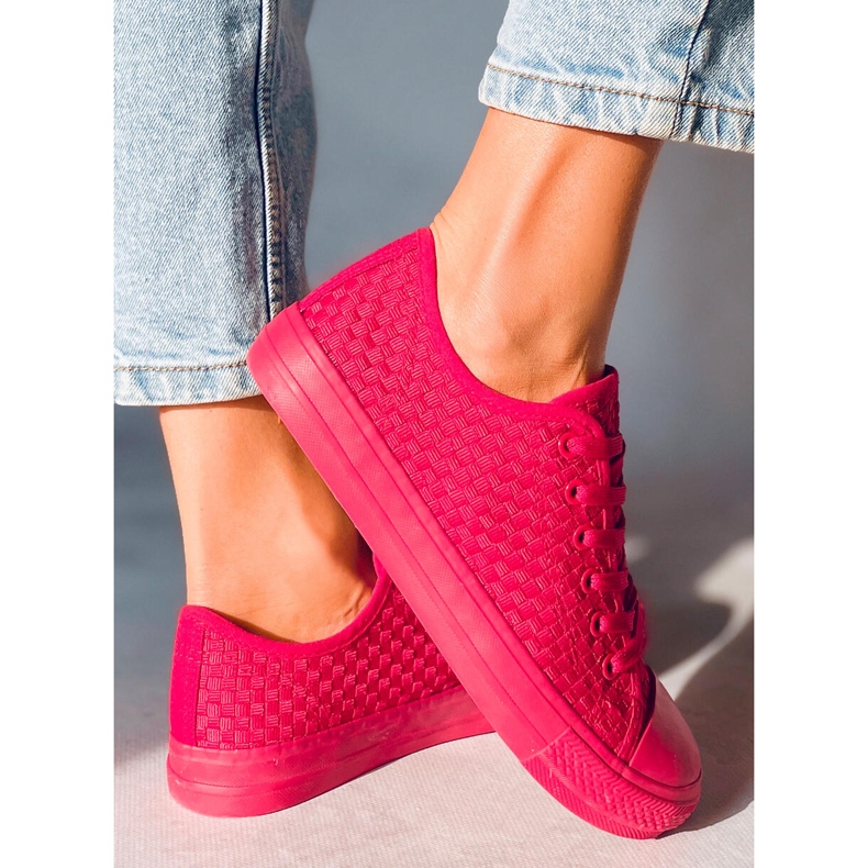 Trampki jednokolorowe Sears Red czerwone 2