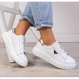 Skórzane półbuty damskie na platformie białe Filippo DP4138/23 1