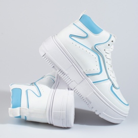 Sneakersy damskie Shelovet biało-niebieskie białe 4