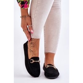 FC3 Klasyczne Zamszowe Mokasyny Z Ozdobą Czarne Arla 1