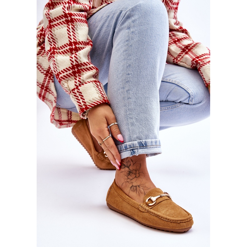 Klasyczne Zamszowe Mokasyny Z Ozdobą Camel Arla brązowe 2