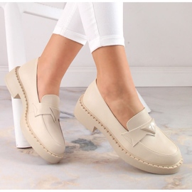 Półbuty mokasyny na obcasie i platformie Potocki SZ12002 beżowy 1