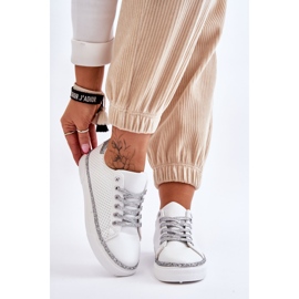 BM Niskie Damskie Trampki Z Perforacją Biało-Srebrne Daxton białe srebrny 1